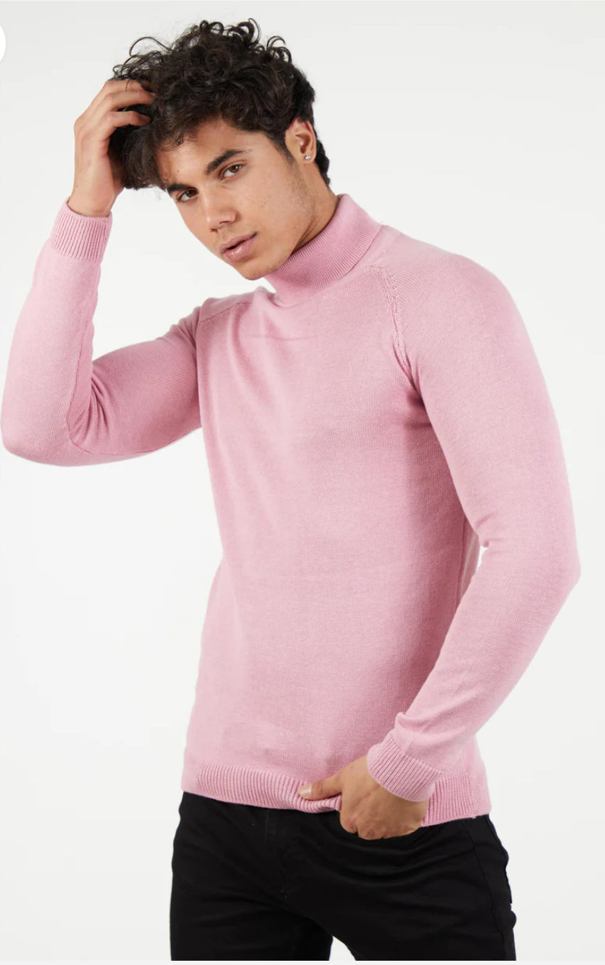 Suslo Couture Turtle Neck Sweater | Light Pink