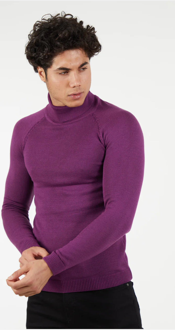 Suslo Couture Turtle Neck Sweater | Purple/eggplant color