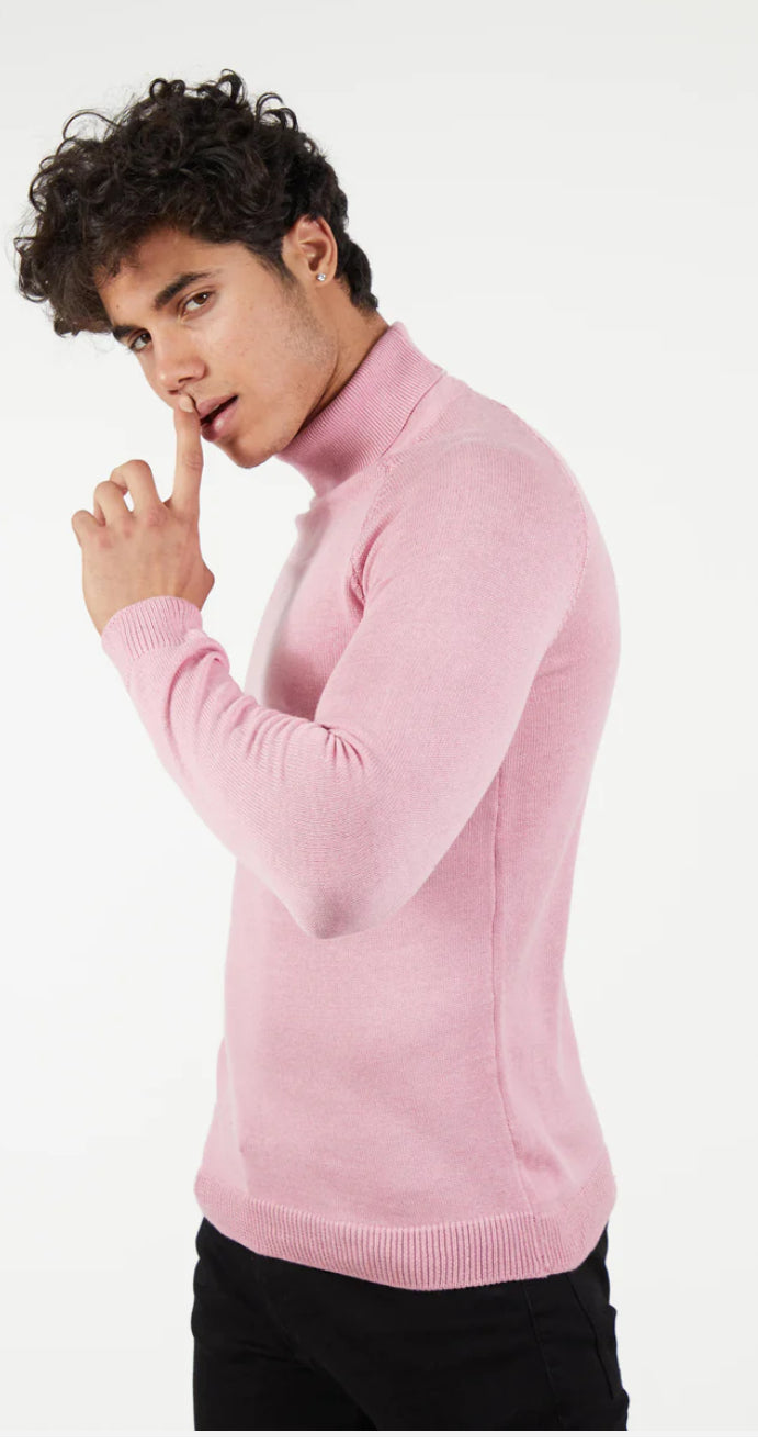 Suslo Couture Turtle Neck Sweater | Light Pink