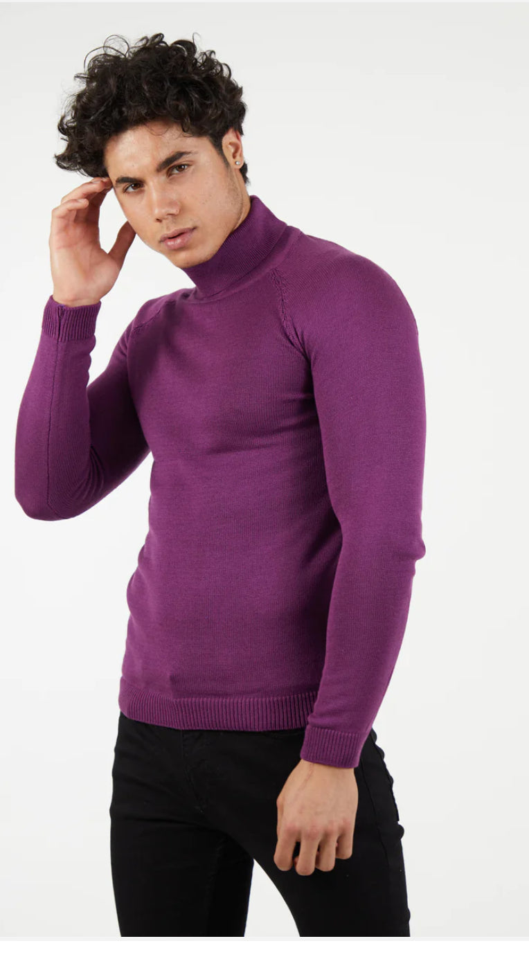 Suslo Couture Turtle Neck Sweater | Purple/eggplant color