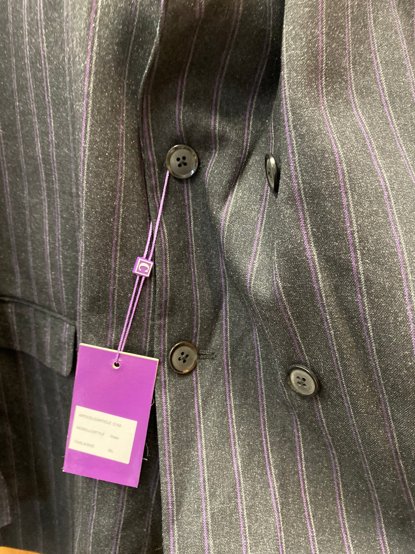 Canuti Peter C158 Purple/Grey Stripe Double Breasted Modern Fit Suit