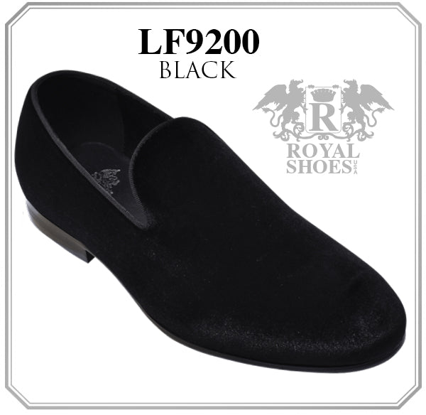 Royal Shoes Black Suede-like Smoking Slip-on Men’s Dress Shoes LF-9200 Sizes 8-13