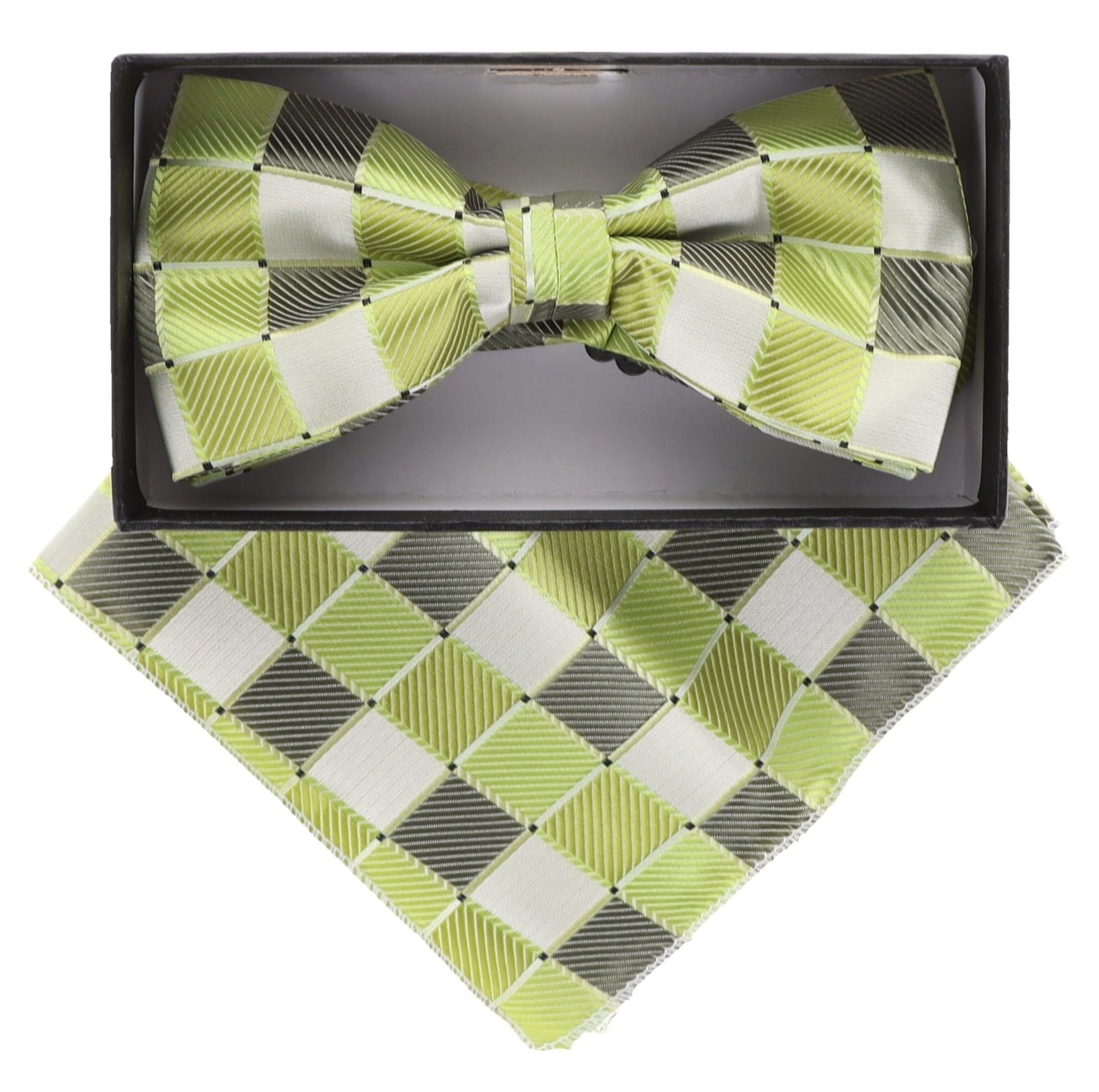 Vittorio Farina Geometric Designer Bow Tie & Pocket Square