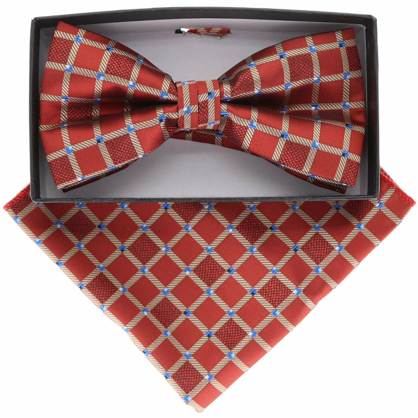 Vittorio Farina Geometric Designer Bow Tie & Pocket Square