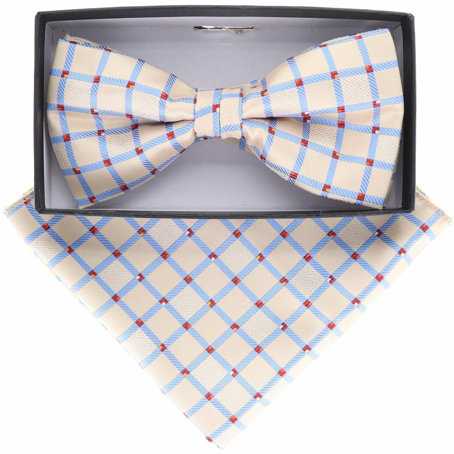 Vittorio Farina Geometric Designer Bow Tie & Pocket Square