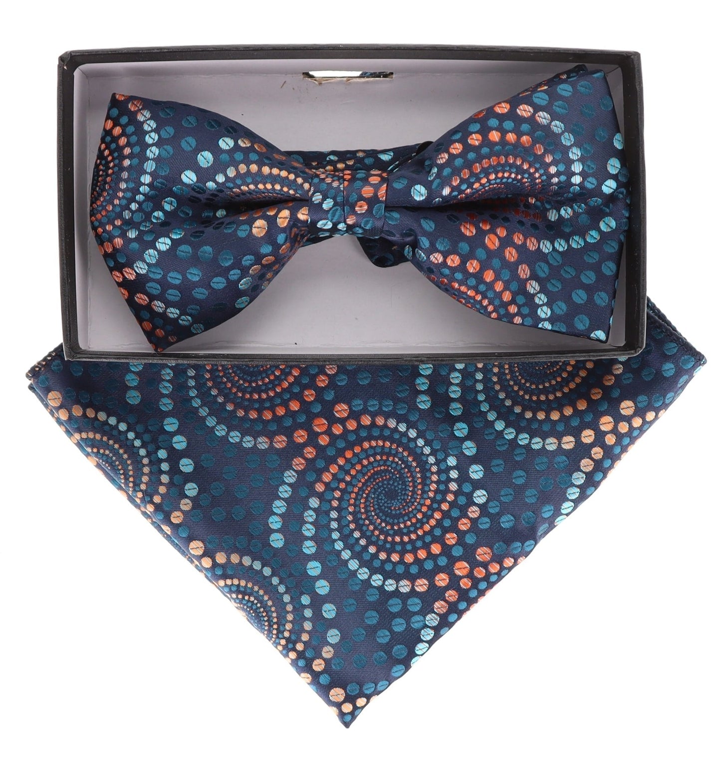 Vittorio Farina Geometric Designer Bow Tie & Pocket Square