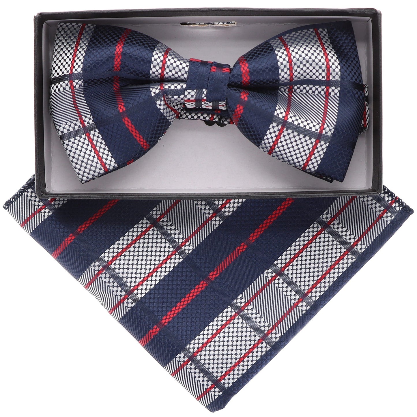 Vittorio Farina Geometric Designer Bow Tie & Pocket Square