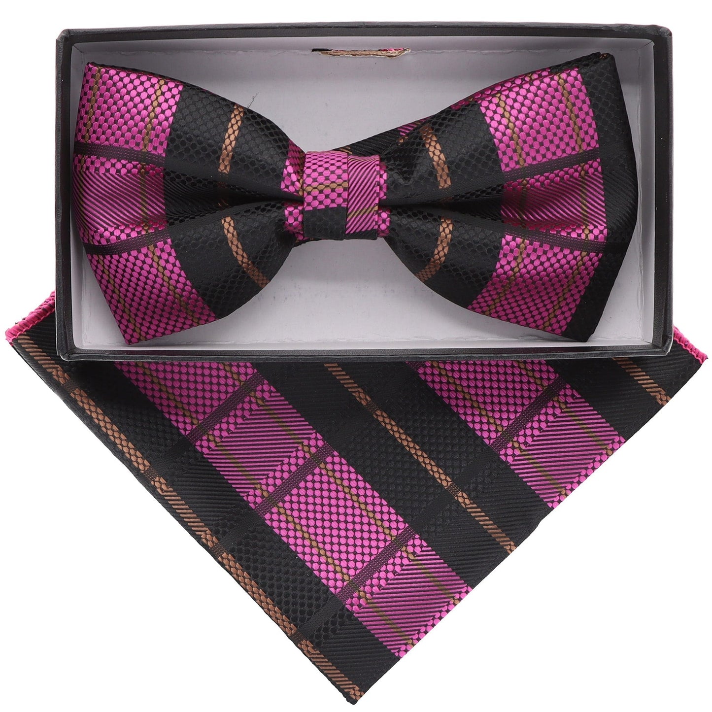 Vittorio Farina Geometric Designer Bow Tie & Pocket Square