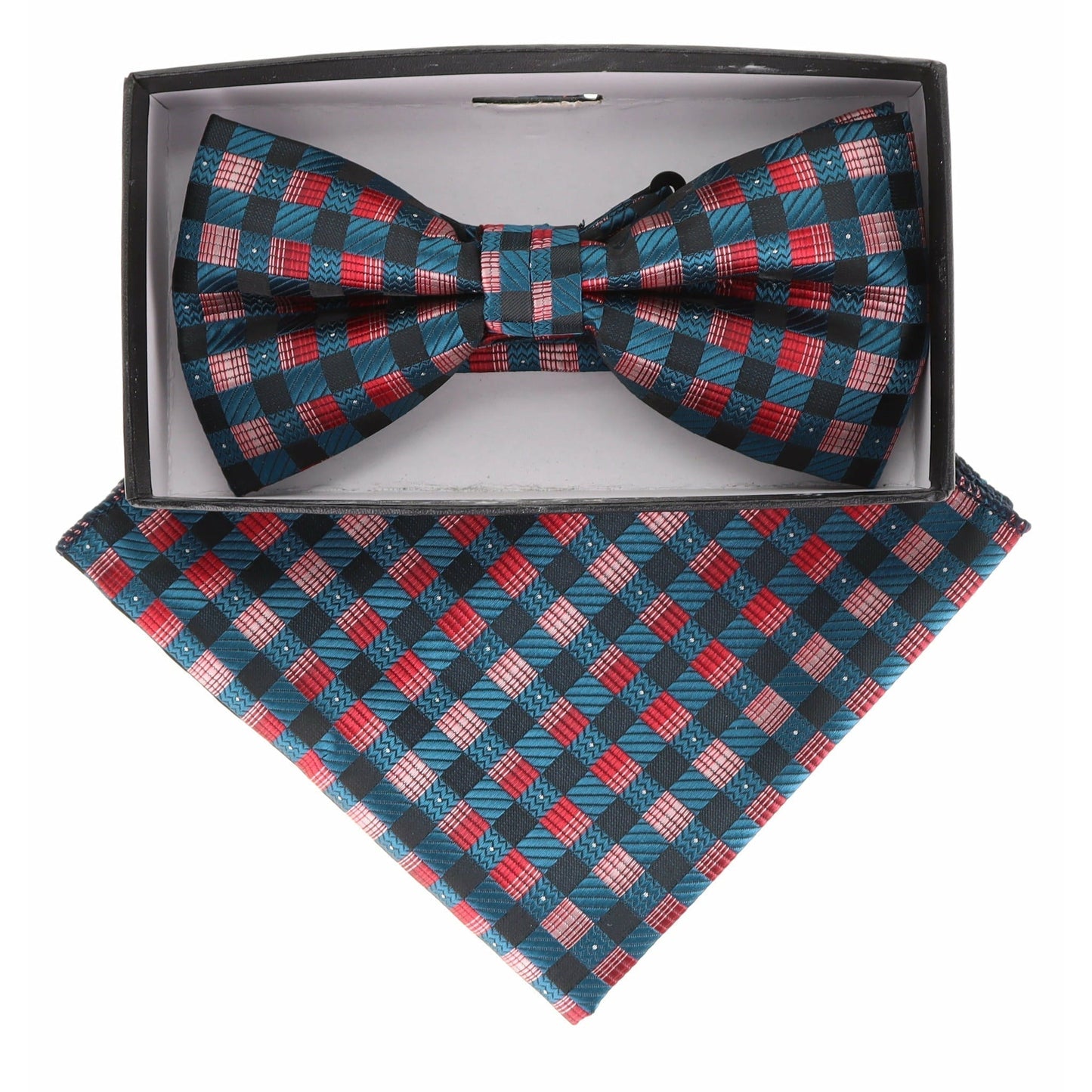 Vittorio Farina Geometric Designer Bow Tie & Pocket Square