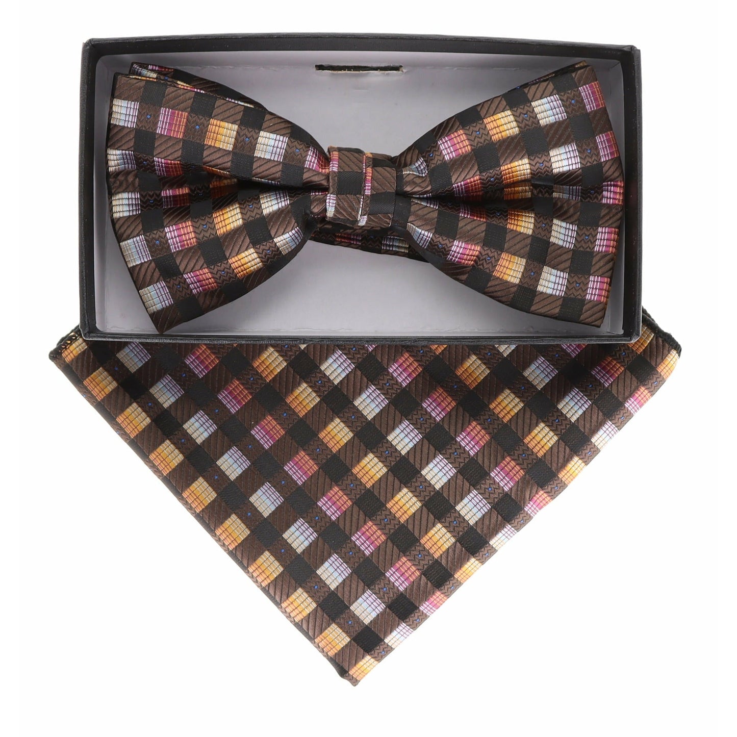 Vittorio Farina Geometric Designer Bow Tie & Pocket Square