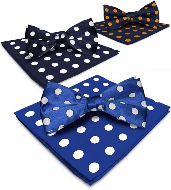 Vittorio Farina Polka Dot Bow Tie & Pocket Square by Classy Cufflink