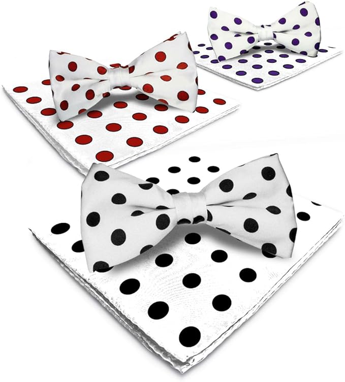 Vittorio Farina Polka Dot Bow Tie & Pocket Square by Classy Cufflink