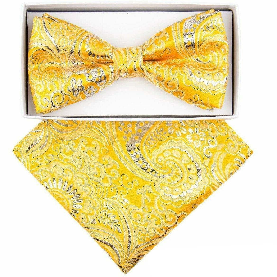 Vittorio Farina Metallic Designer Bow Tie & Pocket Square