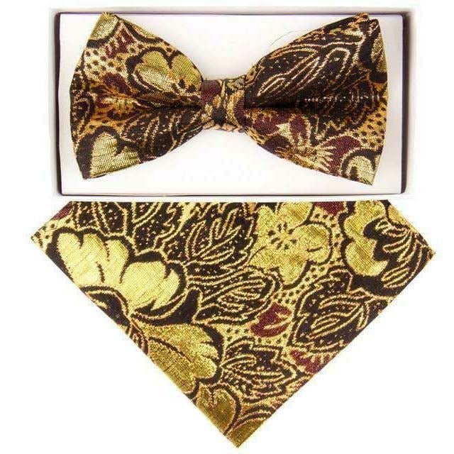 Vittorio Farina Metallic Designer Bow Tie & Pocket Square