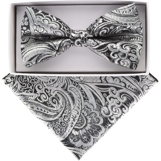 Vittorio Farina Metallic Designer Bow Tie & Pocket Square