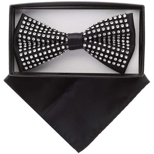 VITTORIO FARINA Rhinestone Bowtie & Pocket Square