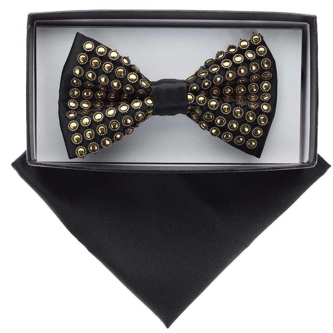 VITTORIO FARINA Rhinestone Bowtie & Pocket Square