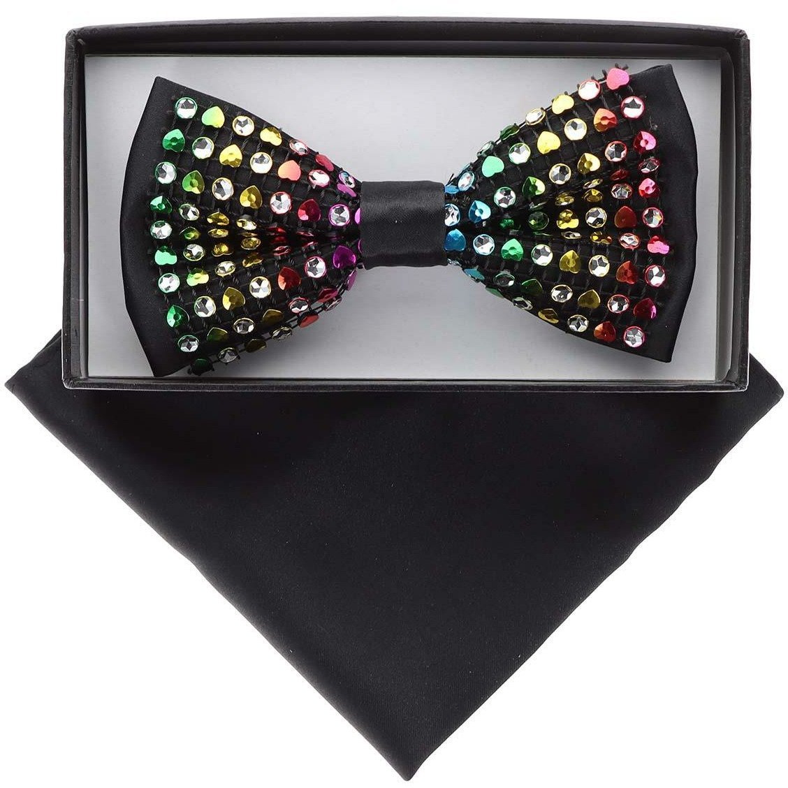 VITTORIO FARINA Rhinestone Bowtie & Pocket Square