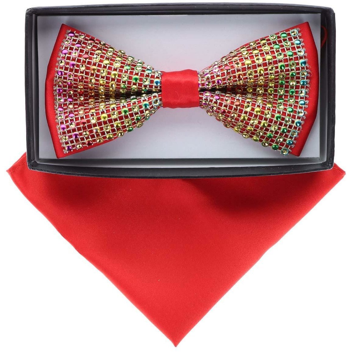 VITTORIO FARINA Rhinestone Bowtie & Pocket Square