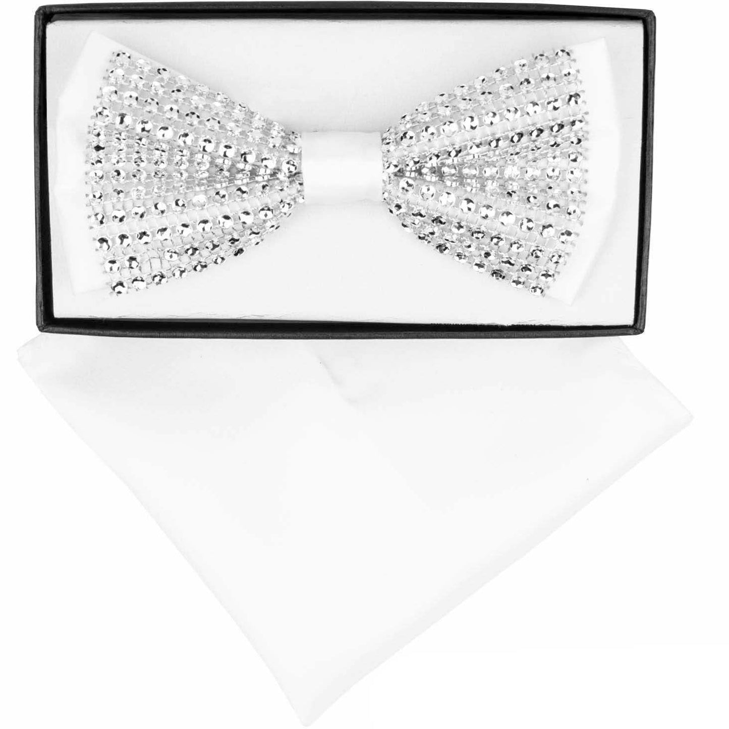 VITTORIO FARINA Rhinestone Bowtie & Pocket Square