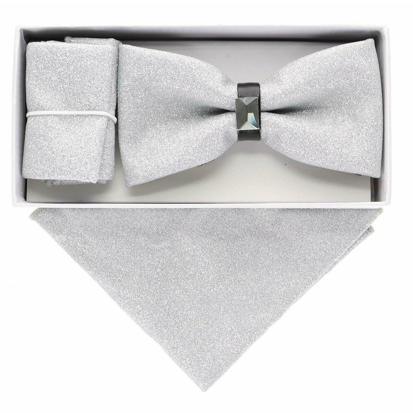 VITTORIO FARINA Rhinestone Bowtie & Pocket Square