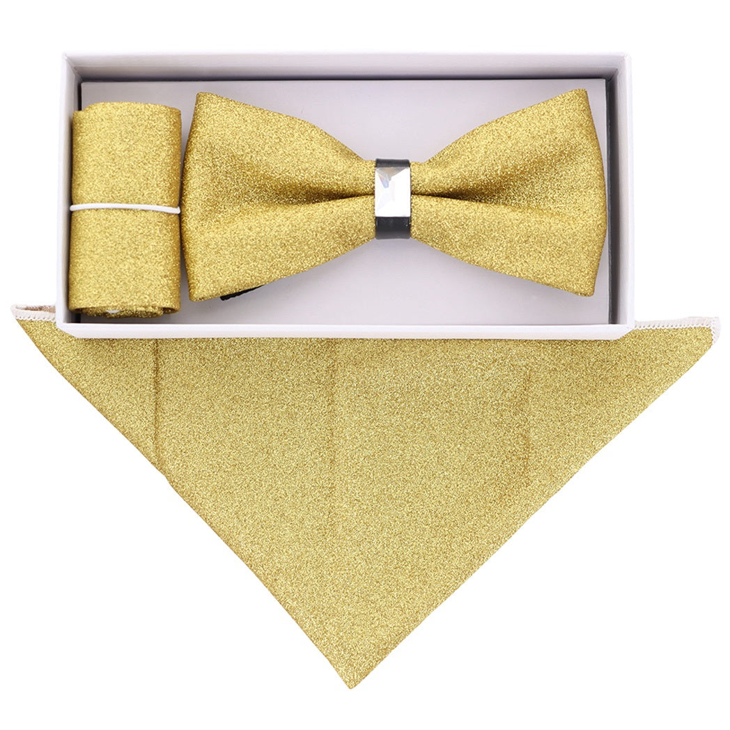 VITTORIO FARINA Rhinestone Bowtie & Pocket Square