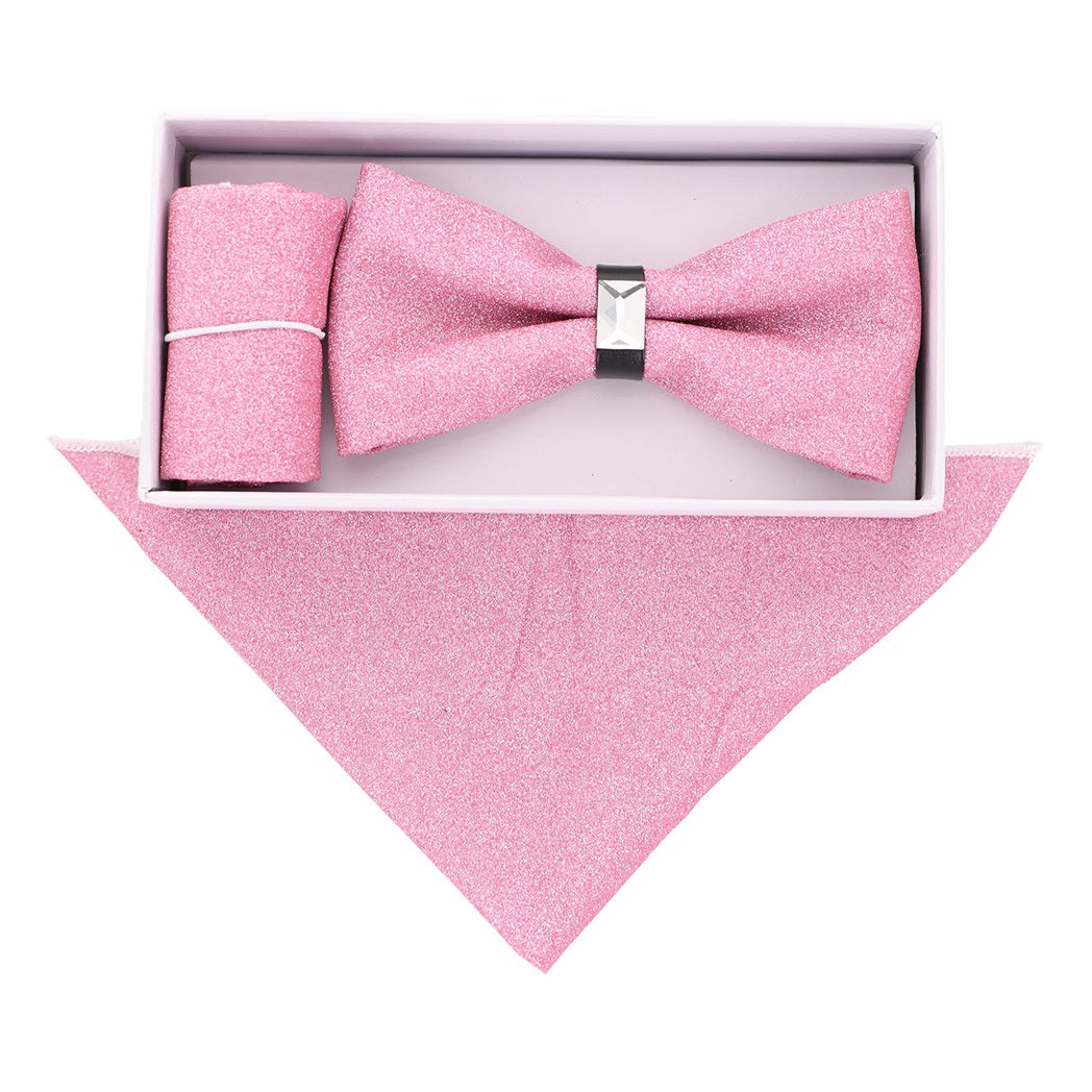 VITTORIO FARINA Rhinestone Bowtie & Pocket Square