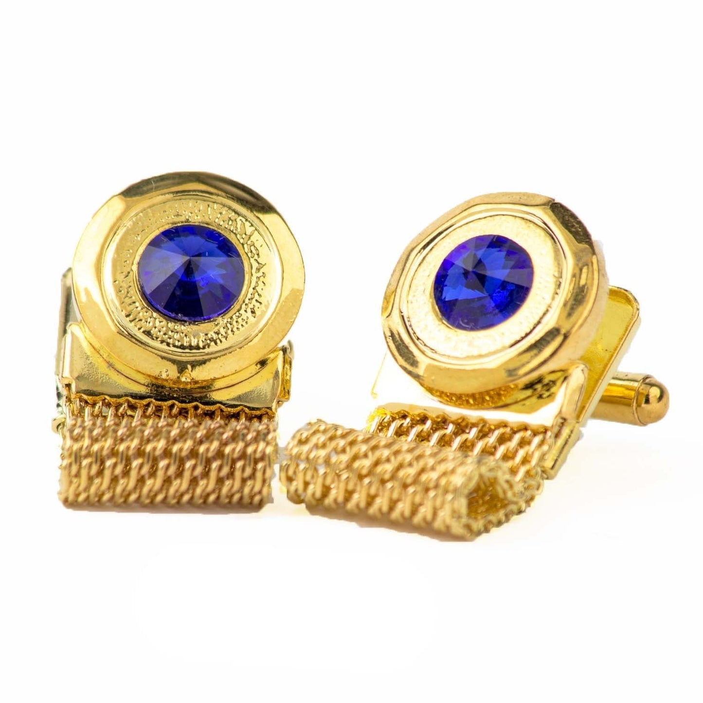 Vittorio Vico Vibrant Colorful Round Crystal Chain Cufflinks in Round Setting