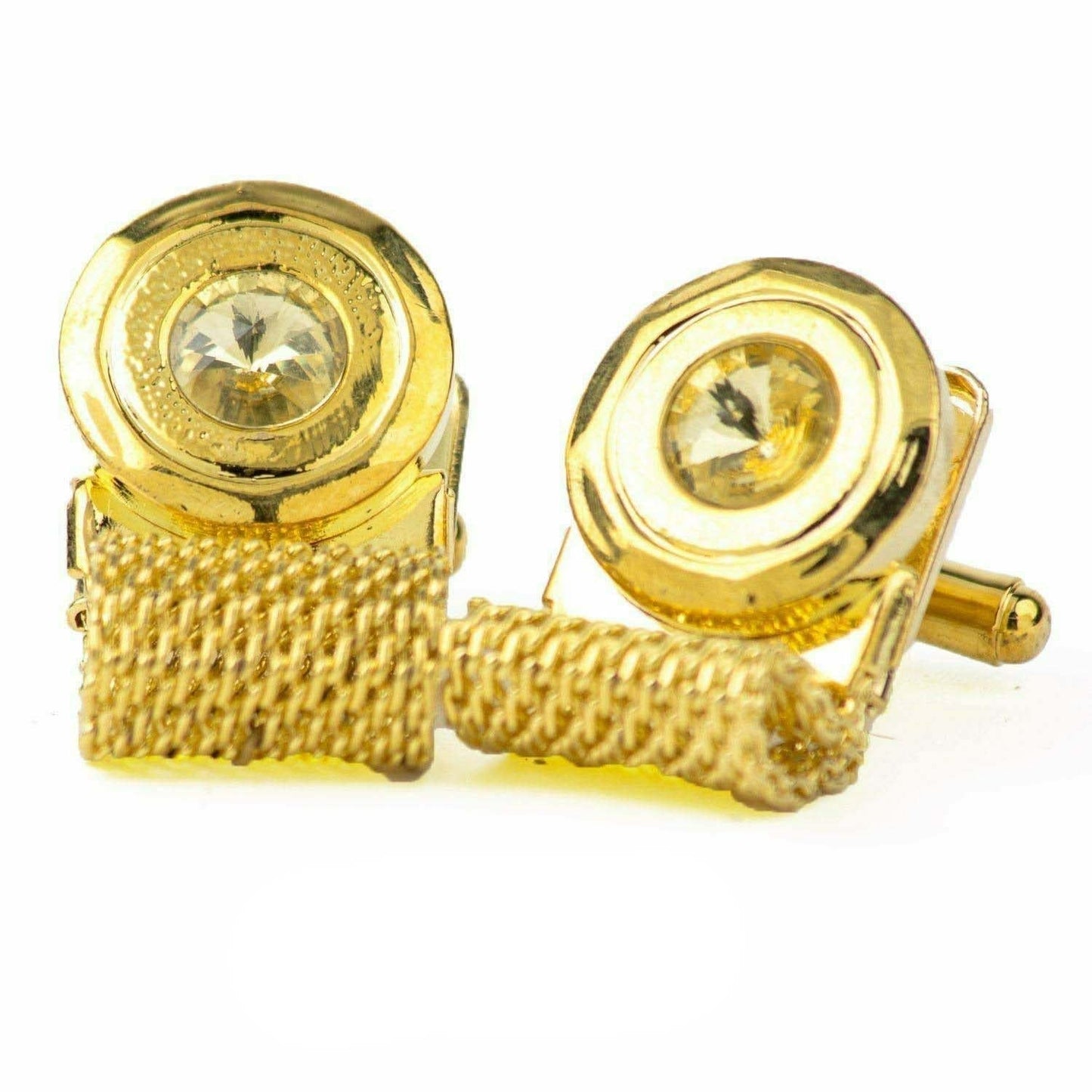 Vittorio Vico Vibrant Colorful Round Crystal Chain Cufflinks in Round Setting