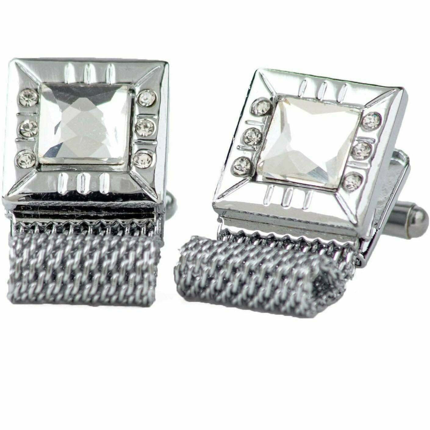 Vittorio Vico Vibrant Colorful Square Crystal Chain Cufflinks in Square Setting