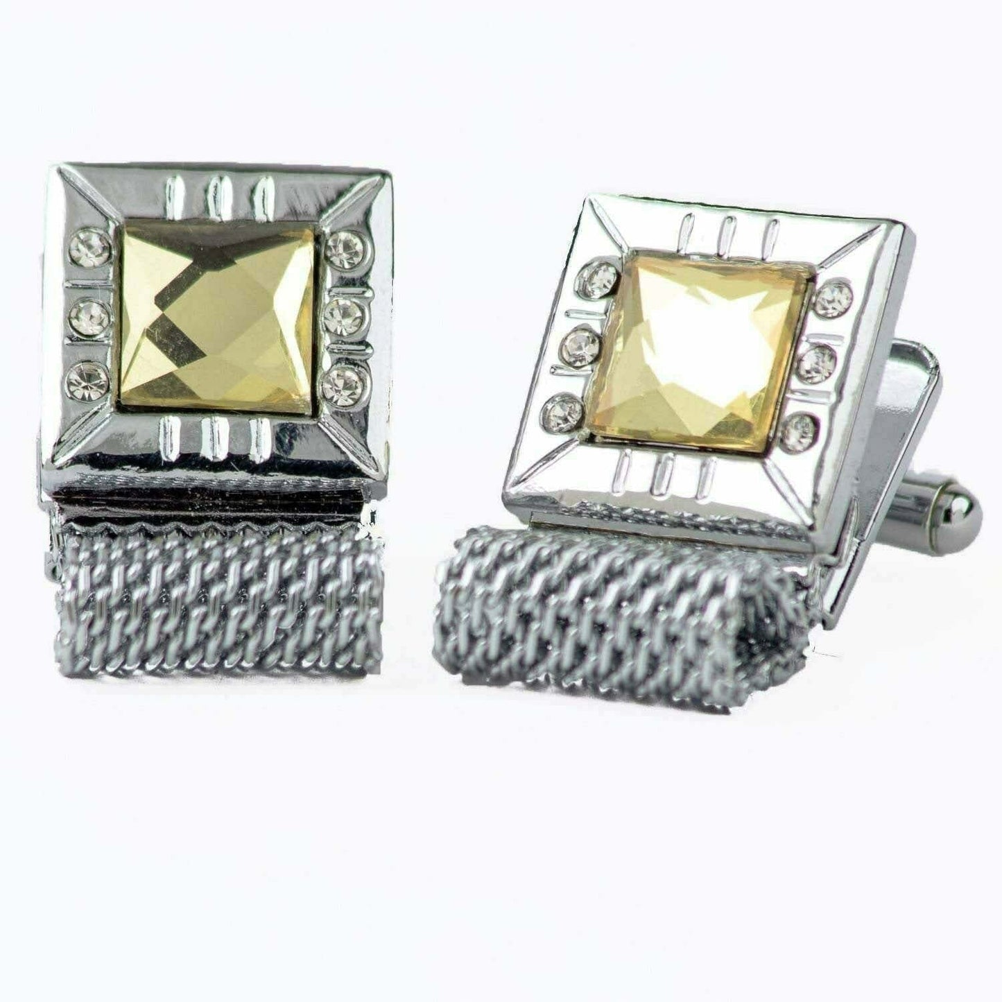 Vittorio Vico Vibrant Colorful Square Crystal Chain Cufflinks in Square Setting