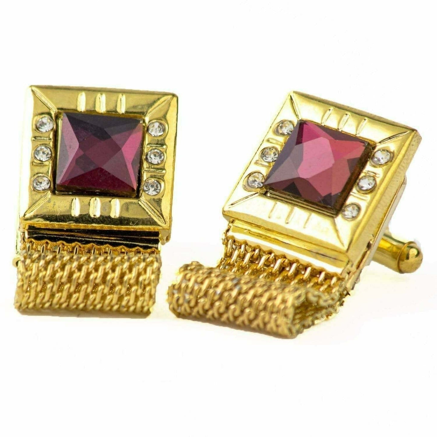 Vittorio Vico Vibrant Colorful Square Crystal Chain Cufflinks in Square Setting