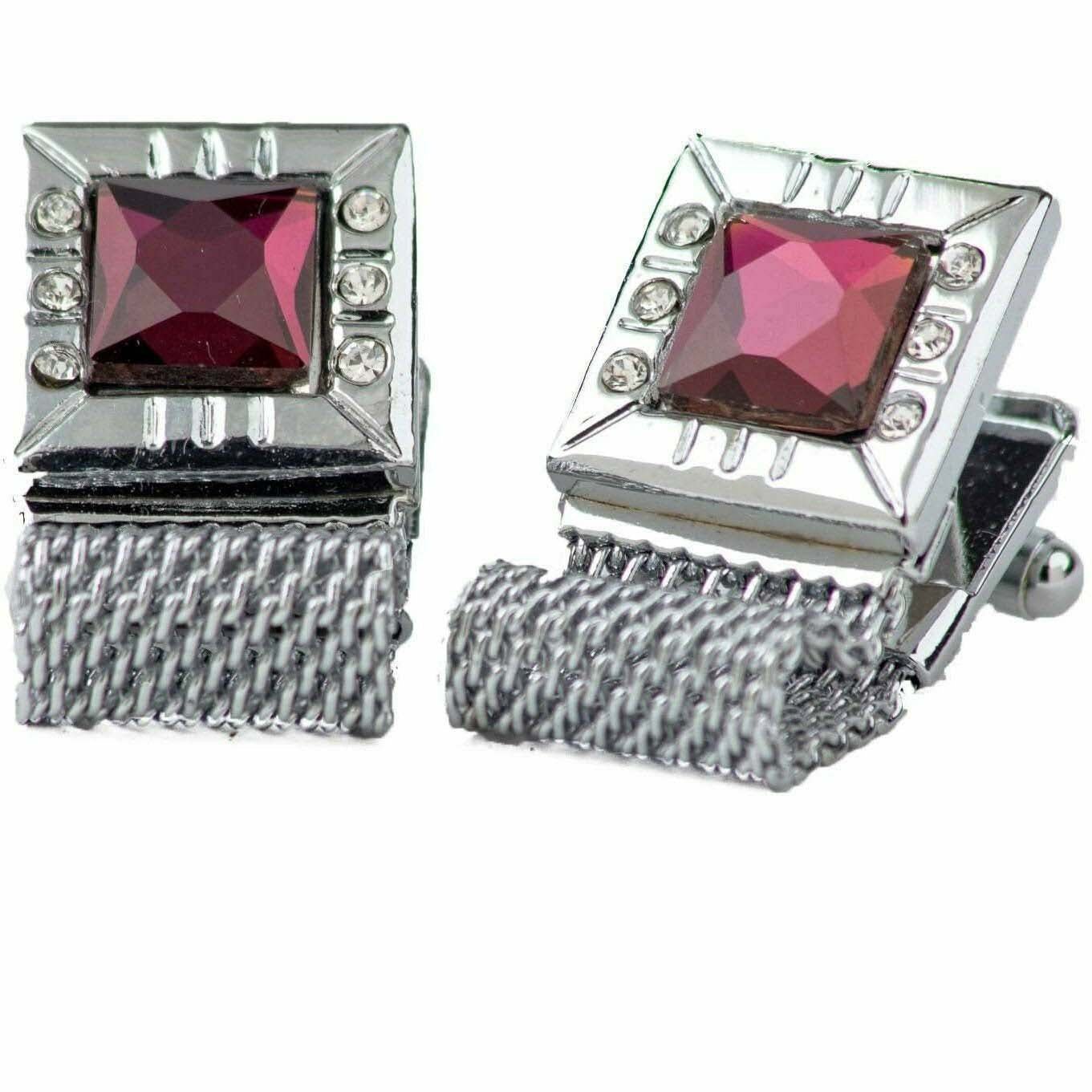 Vittorio Vico Vibrant Colorful Square Crystal Chain Cufflinks in Square Setting