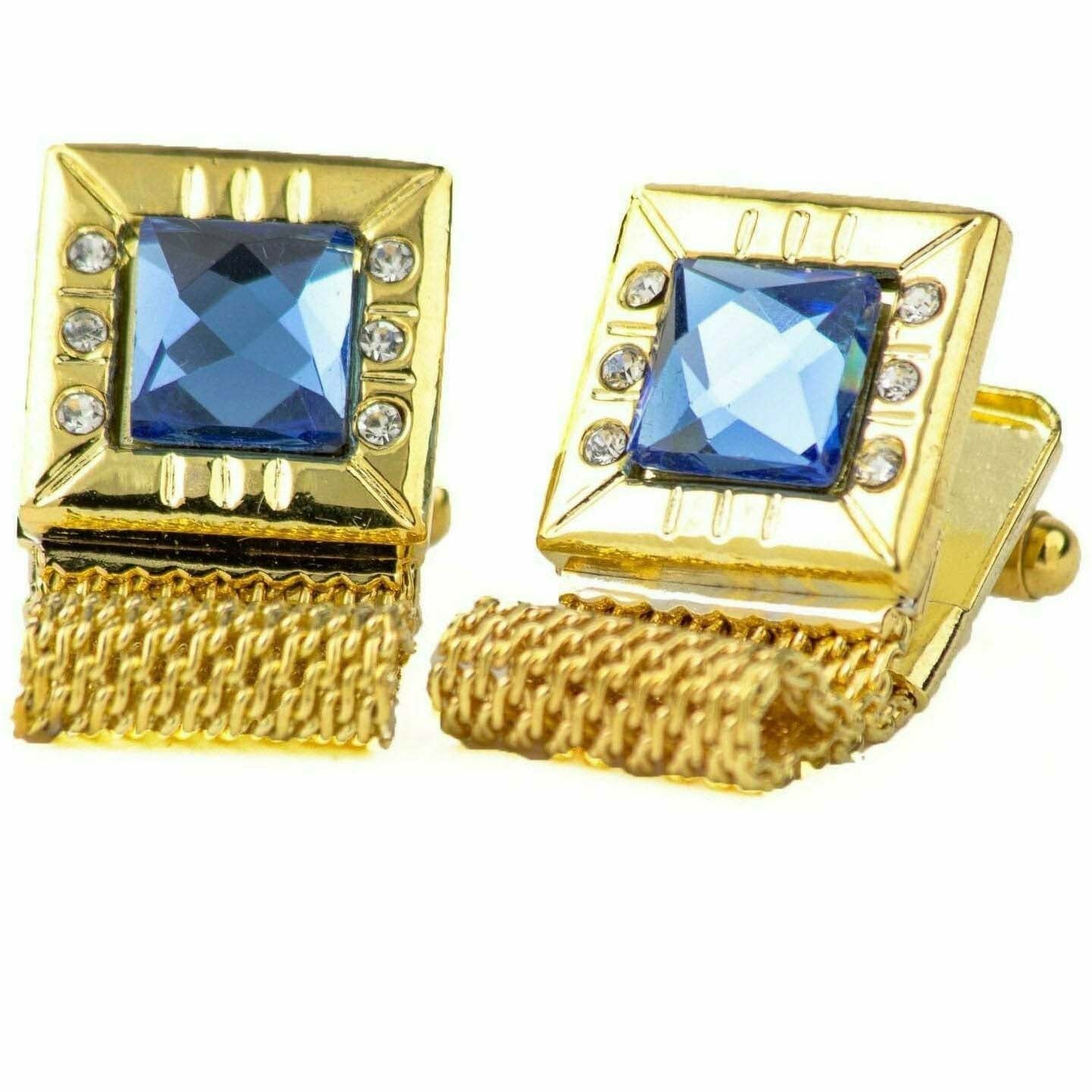 Vittorio Vico Vibrant Colorful Square Crystal Chain Cufflinks in Square Setting