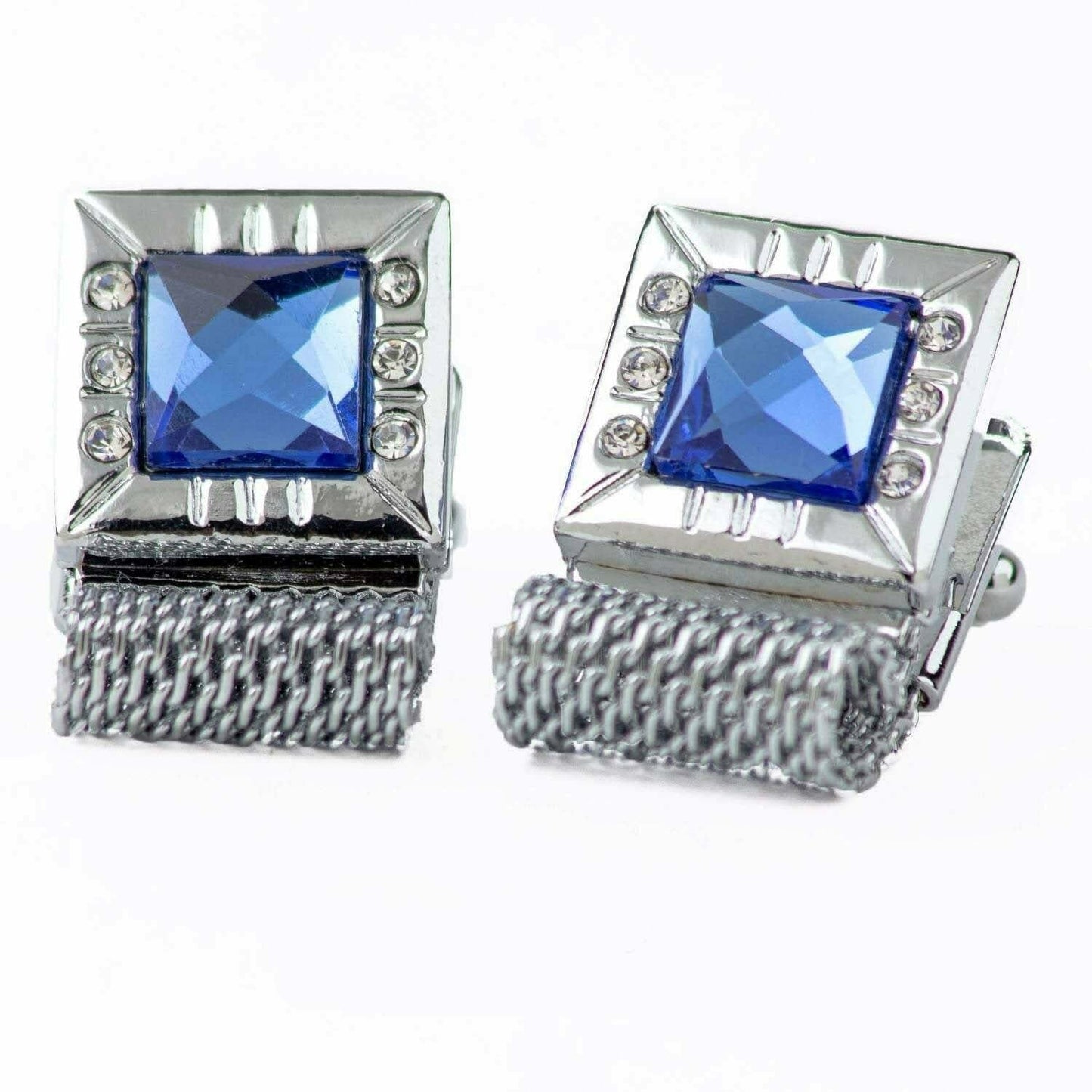 Vittorio Vico Vibrant Colorful Square Crystal Chain Cufflinks in Square Setting