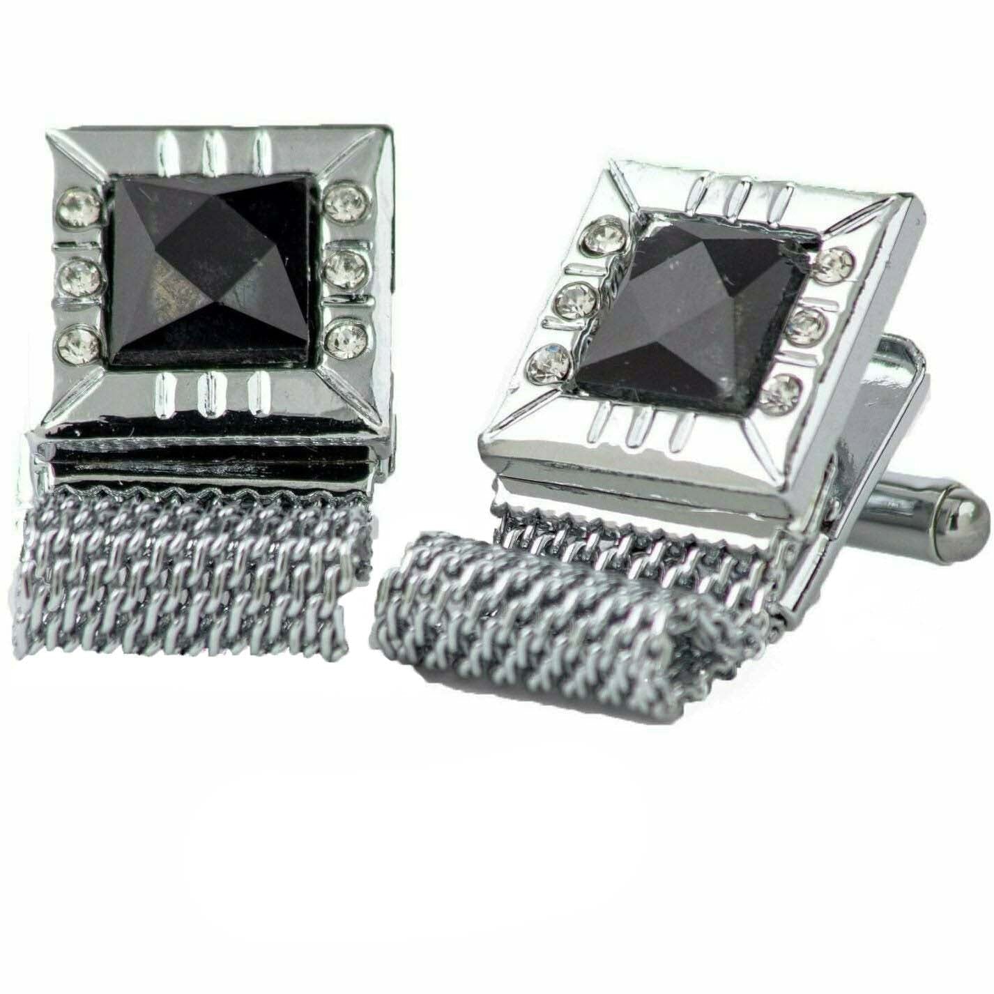 Vittorio Vico Vibrant Colorful Square Crystal Chain Cufflinks in Square Setting