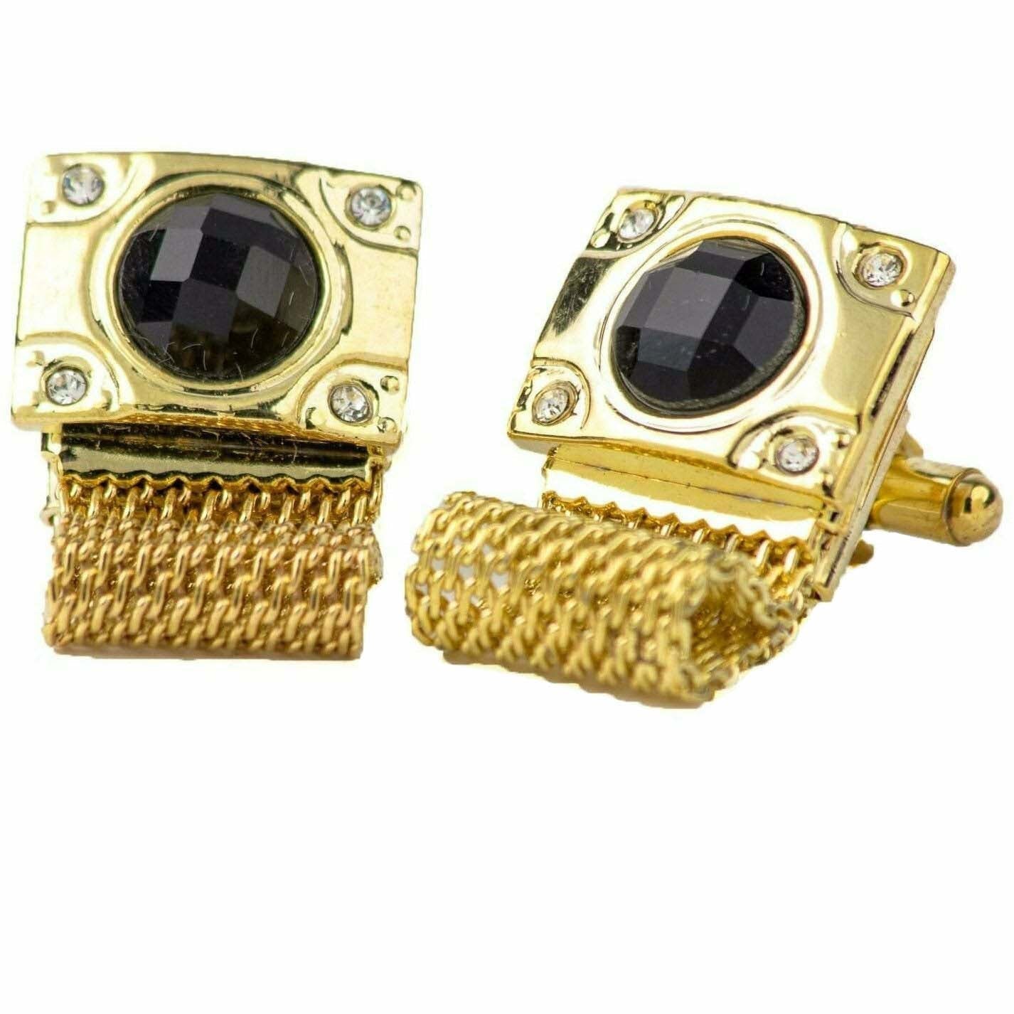 Vittorio Vico Vibrant Colorful Square Crystal Chain Cufflinks in Round Setting