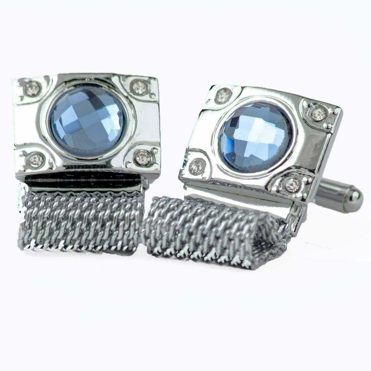 Vittorio Vico Vibrant Colorful Square Crystal Chain Cufflinks in Round Setting