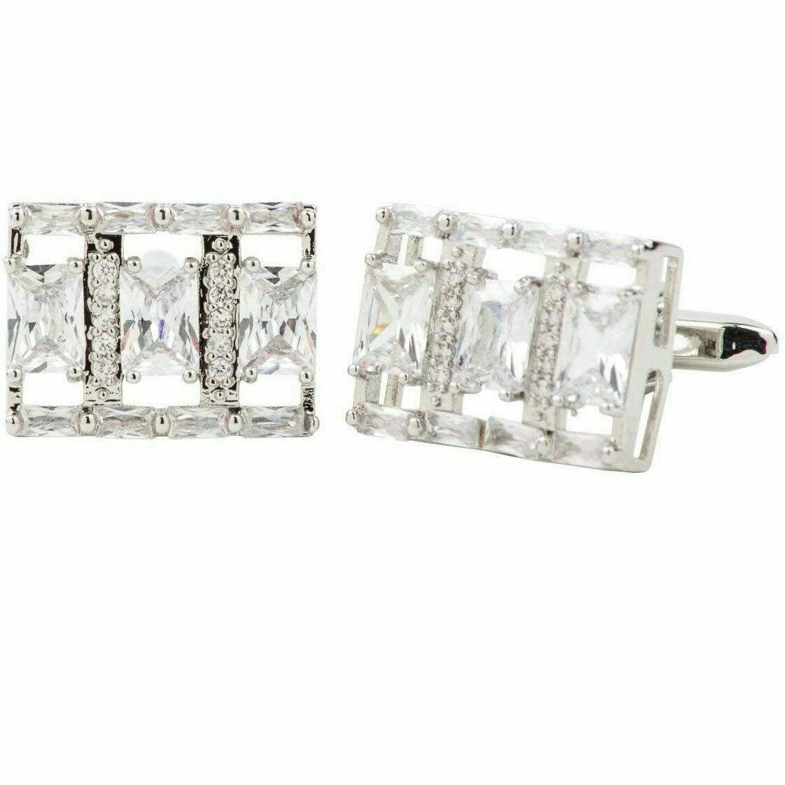 Vittorio Vico Silver Iced Wedding Cufflinks (CL105X Series)