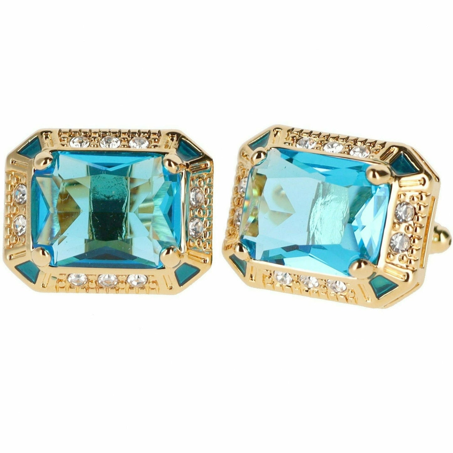 Vittorio Vico Big Rectangular Colored Crystal Cufflinks (CL73XX)