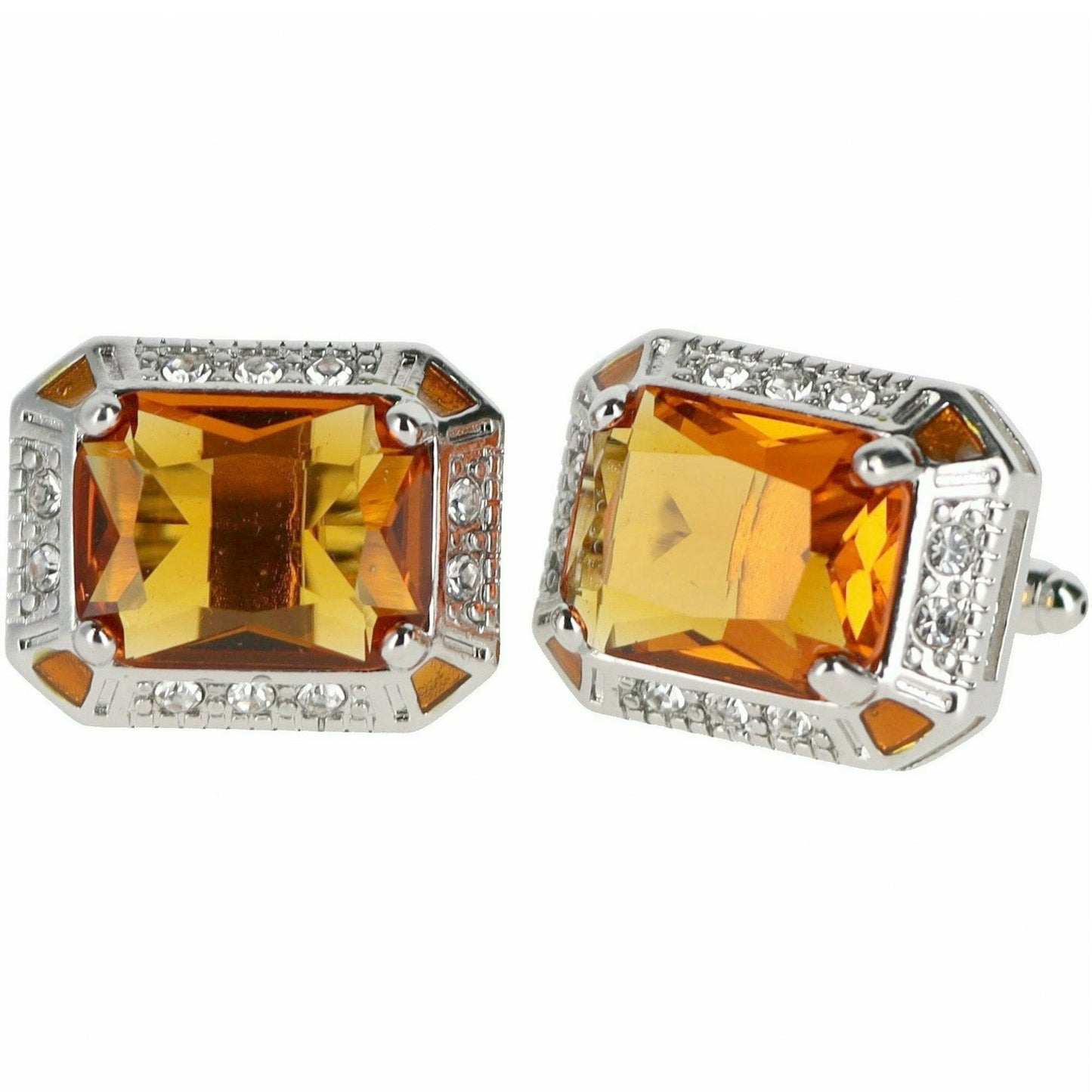 Vittorio Vico Big Rectangular Colored Crystal Cufflinks (CL73XX)