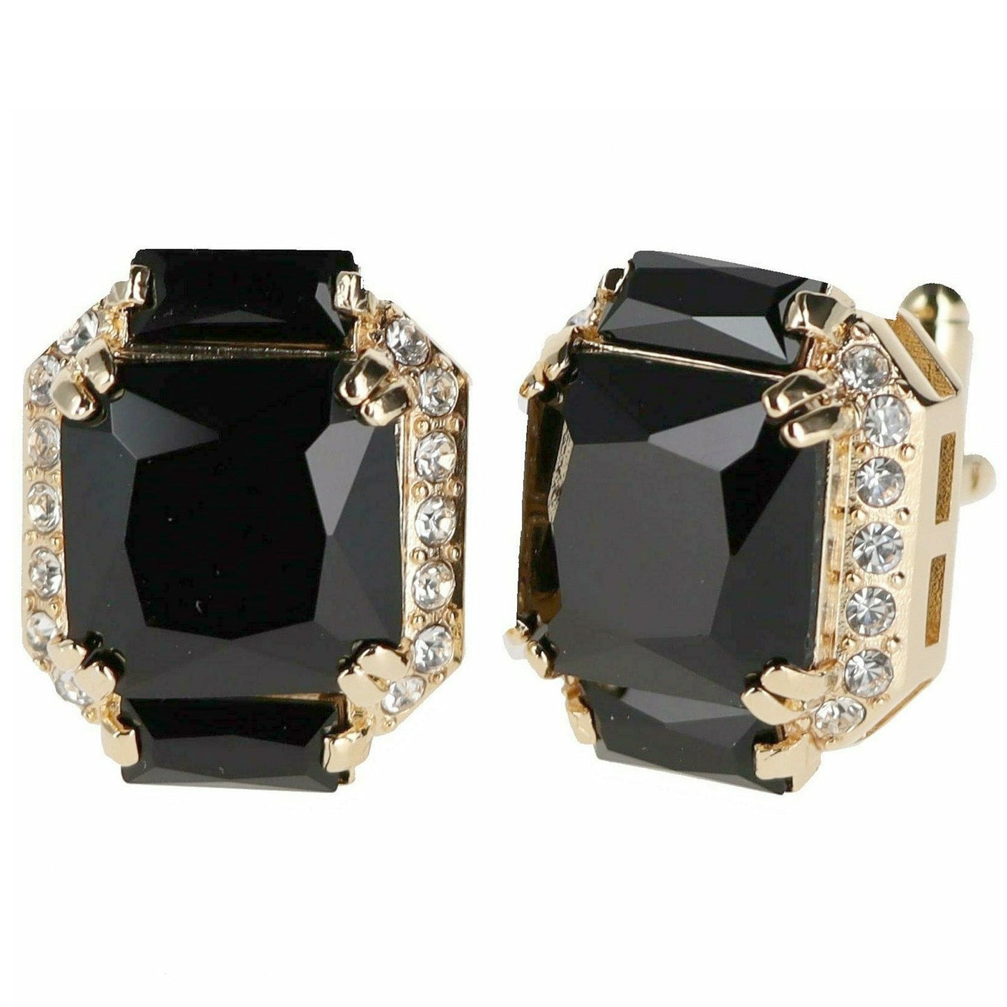 Vittorio Vico Rectangular Colored Diamond Flanked Crystal Cufflinks (CL 74XX)