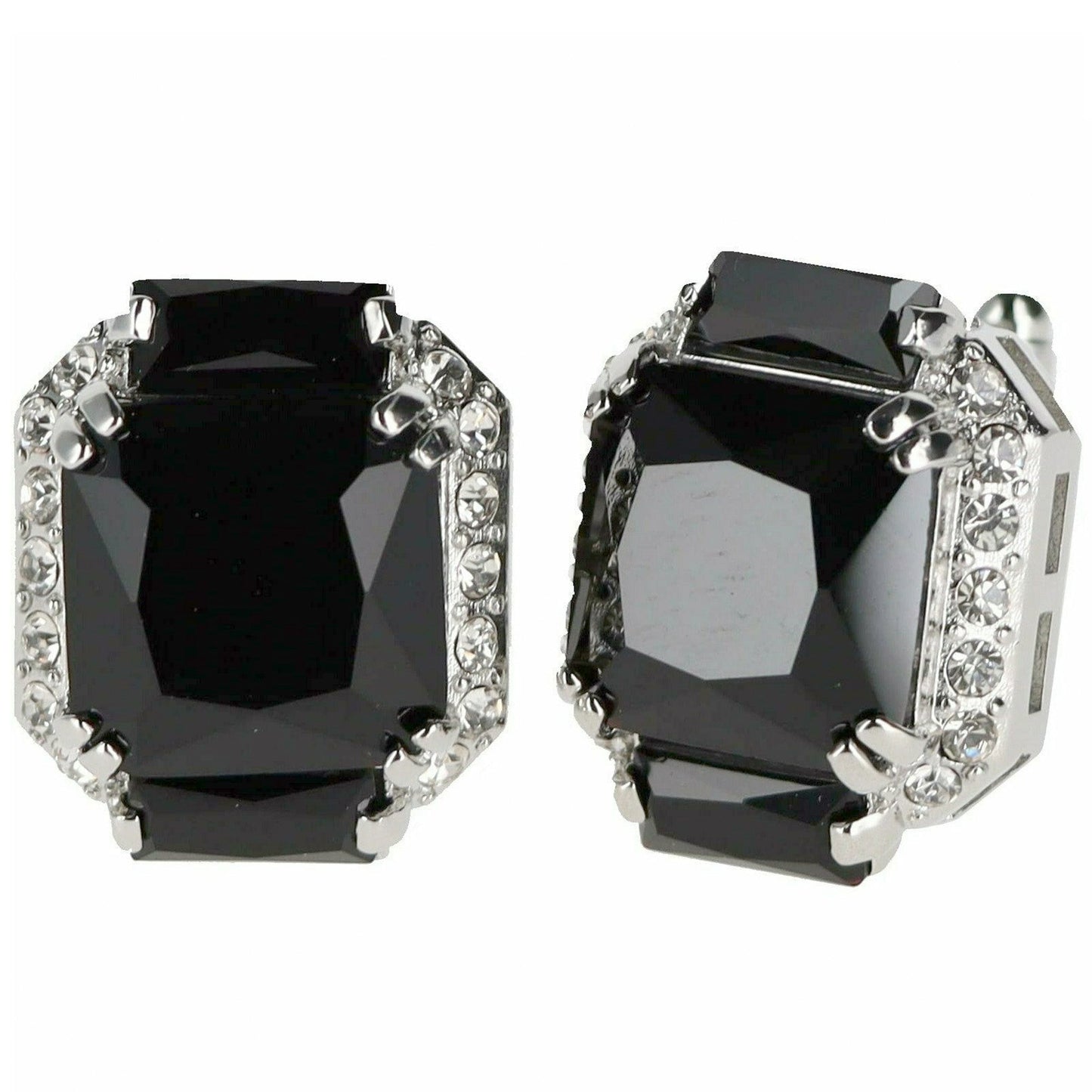 Vittorio Vico Rectangular Colored Diamond Flanked Crystal Cufflinks (CL 74XX)