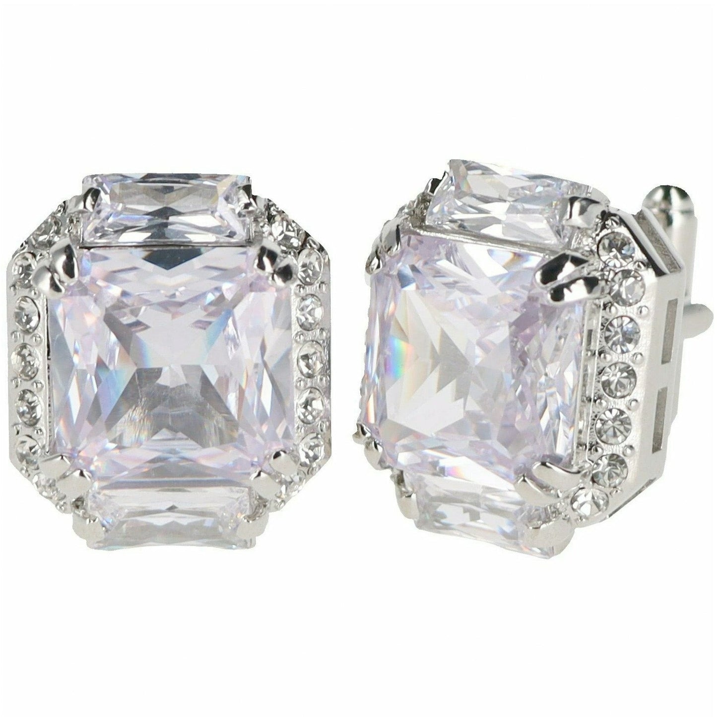 Vittorio Vico Rectangular Colored Diamond Flanked Crystal Cufflinks (CL 74XX)