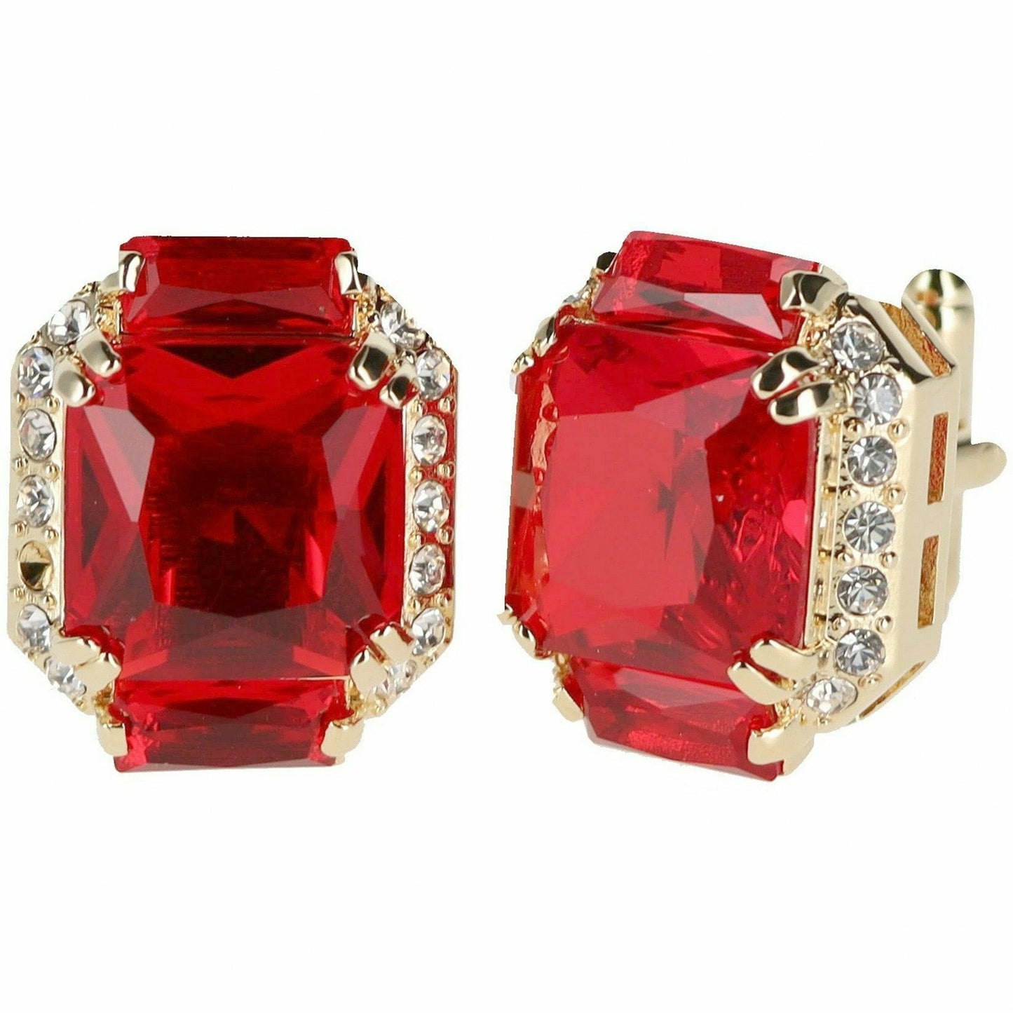 Vittorio Vico Rectangular Colored Diamond Flanked Crystal Cufflinks (CL 74XX)