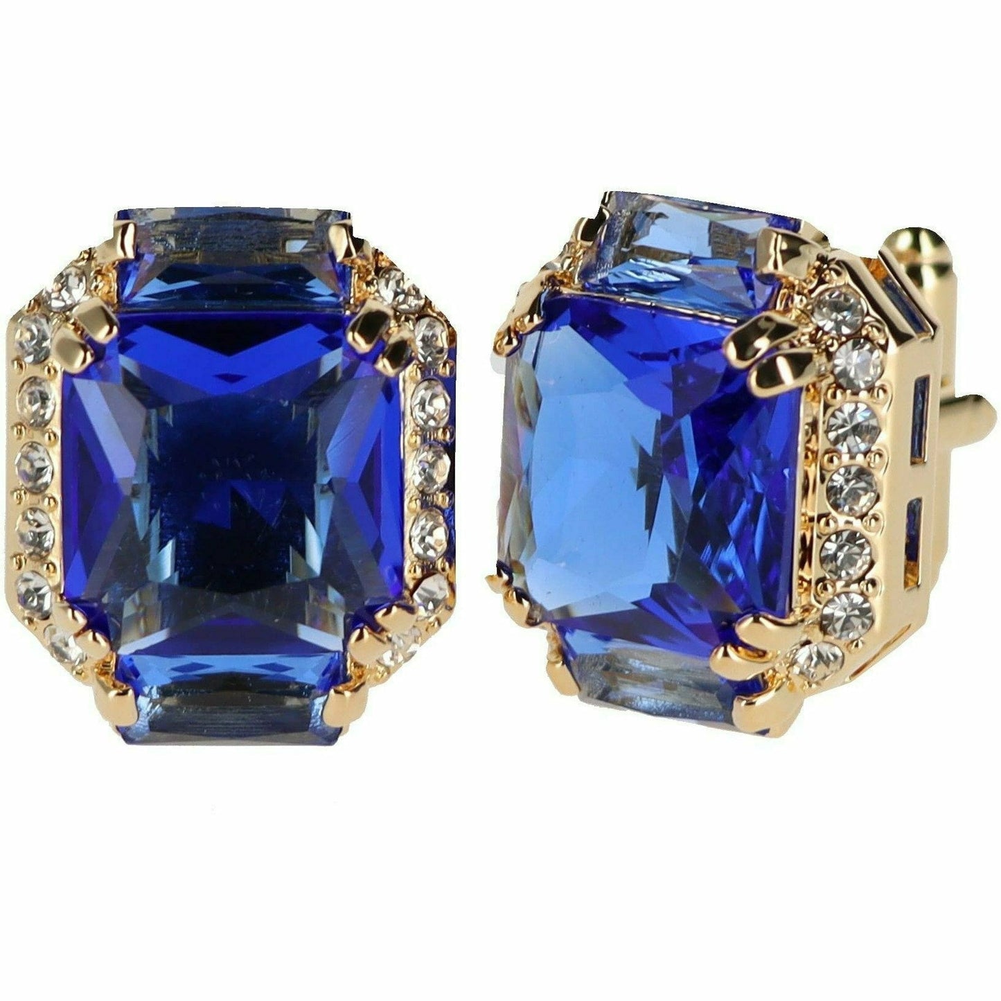 Vittorio Vico Rectangular Colored Diamond Flanked Crystal Cufflinks (CL 74XX)