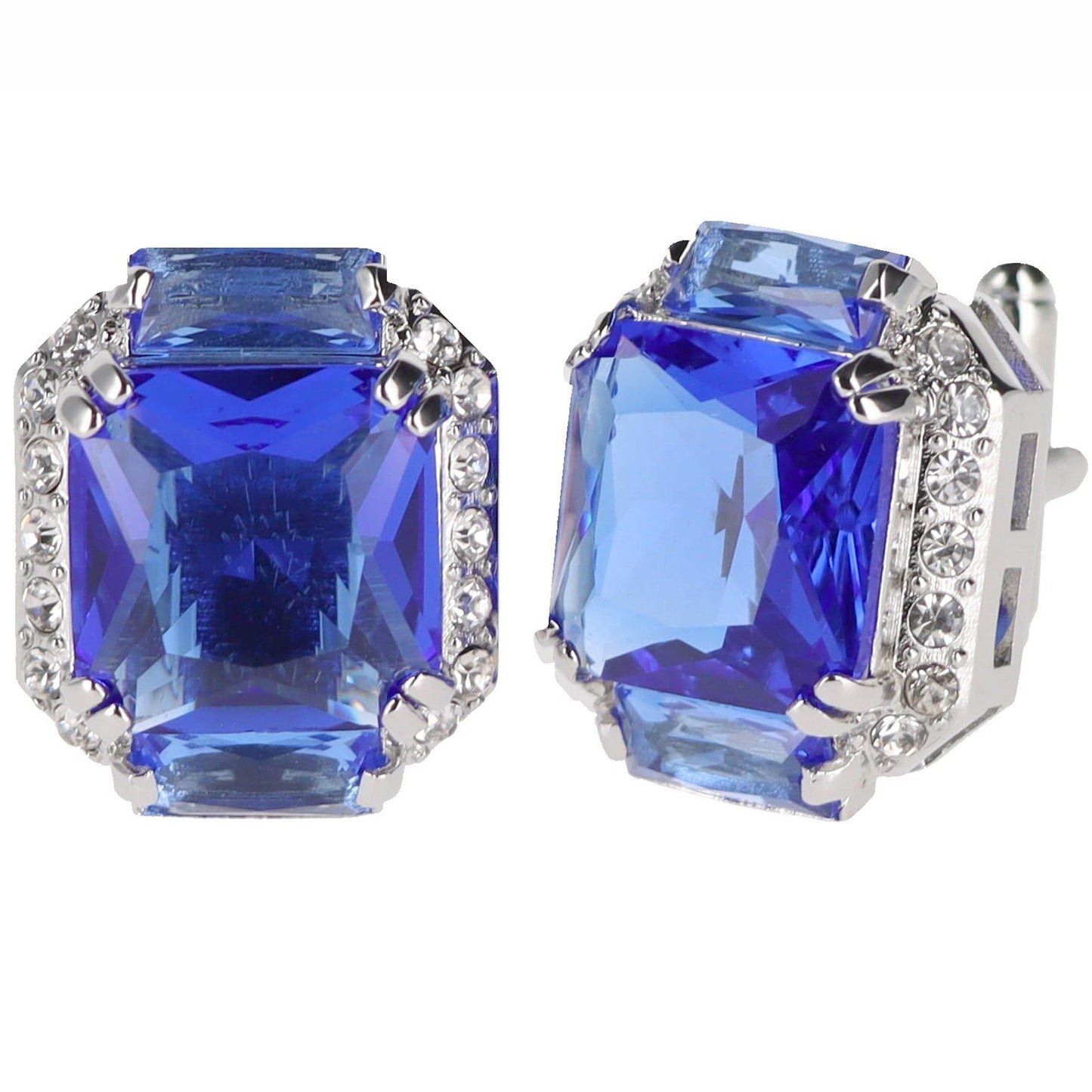 Vittorio Vico Rectangular Colored Diamond Flanked Crystal Cufflinks (CL 74XX)