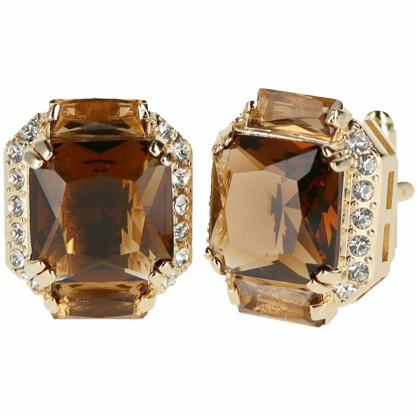 Vittorio Vico Rectangular Colored Diamond Flanked Crystal Cufflinks (CL 74XX)