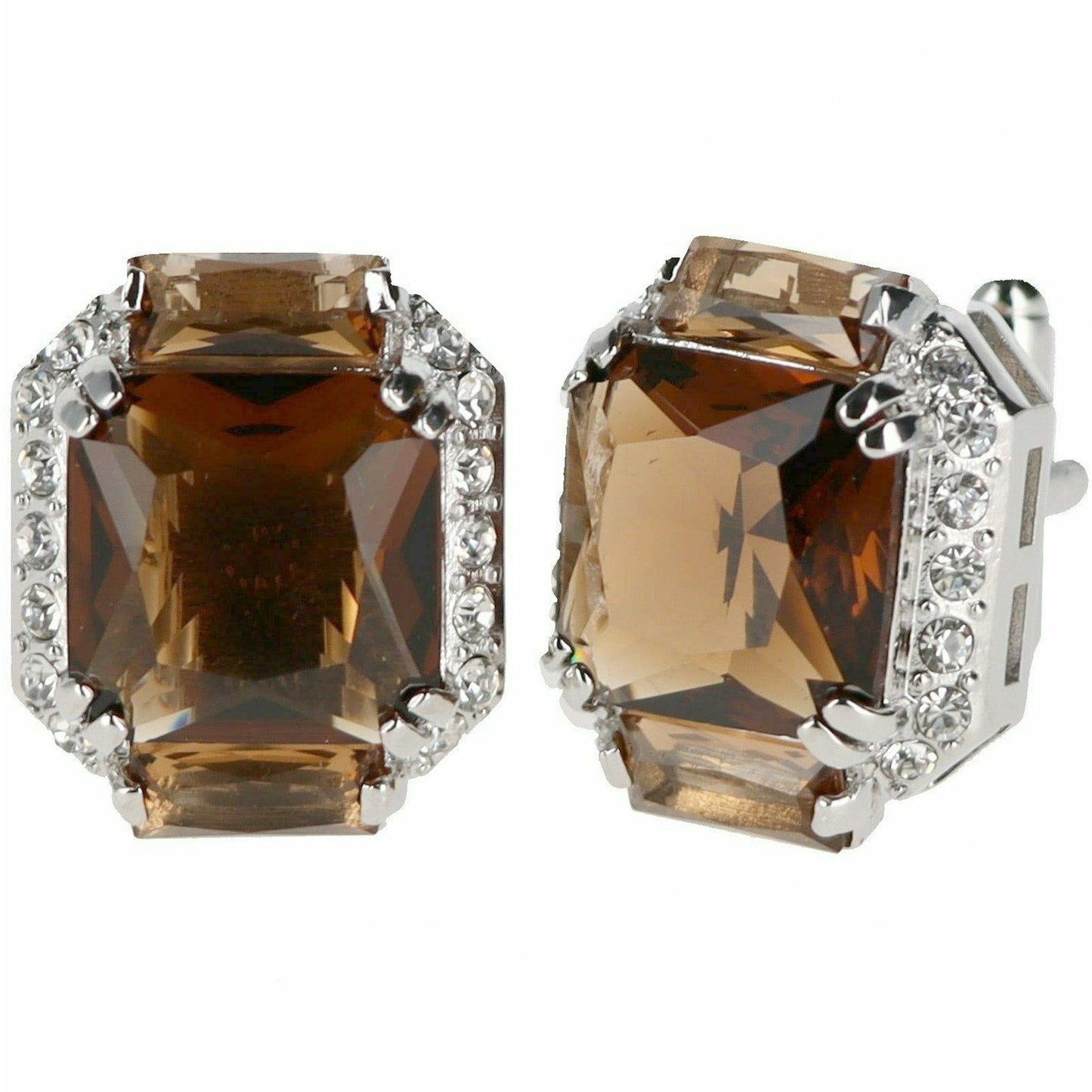 Vittorio Vico Rectangular Colored Diamond Flanked Crystal Cufflinks (CL 74XX)