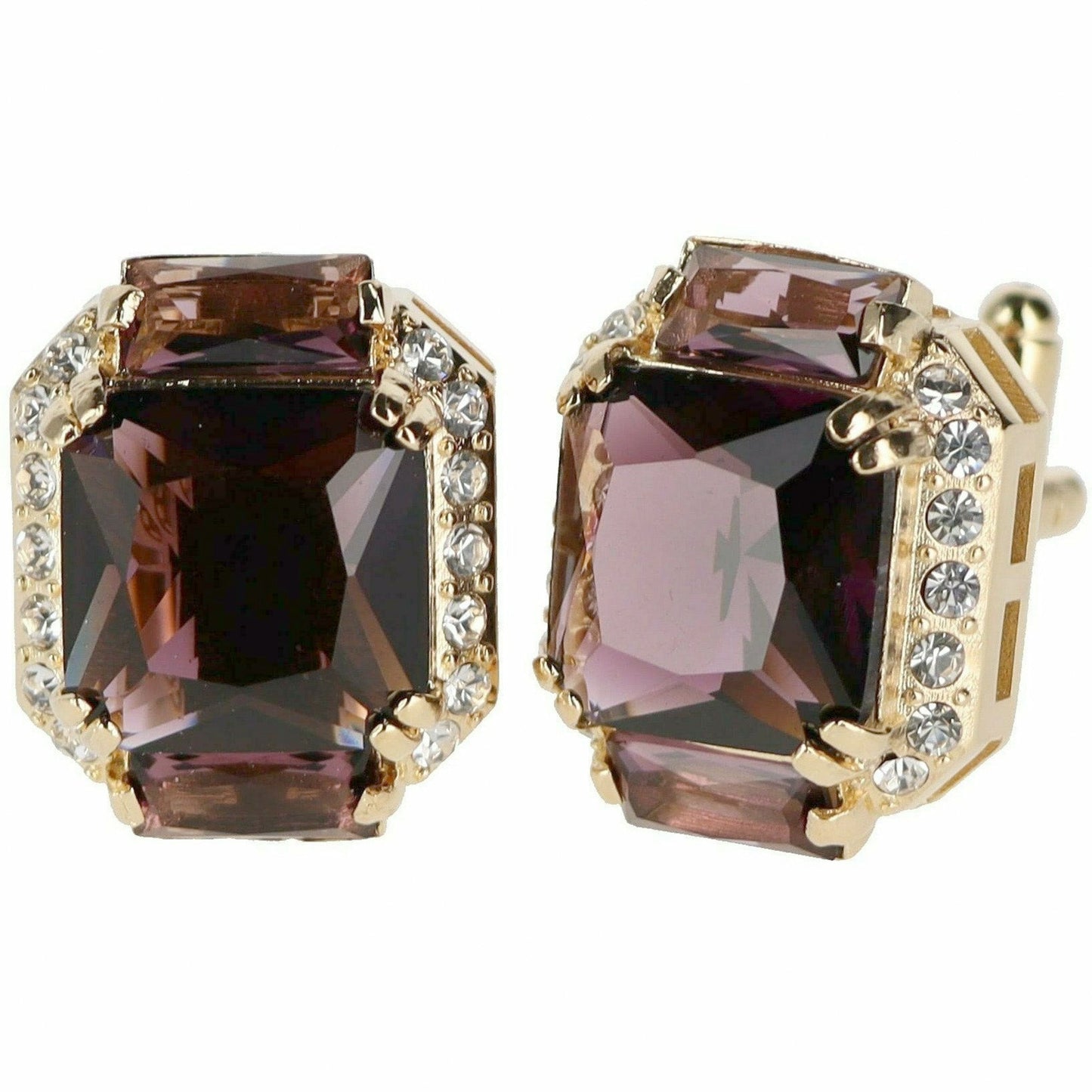 Vittorio Vico Rectangular Colored Diamond Flanked Crystal Cufflinks (CL 74XX)